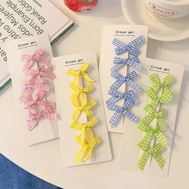 Girls' Plaid Bow Hairpin - Cute, Sweet Cloth Hair Accessory Clip