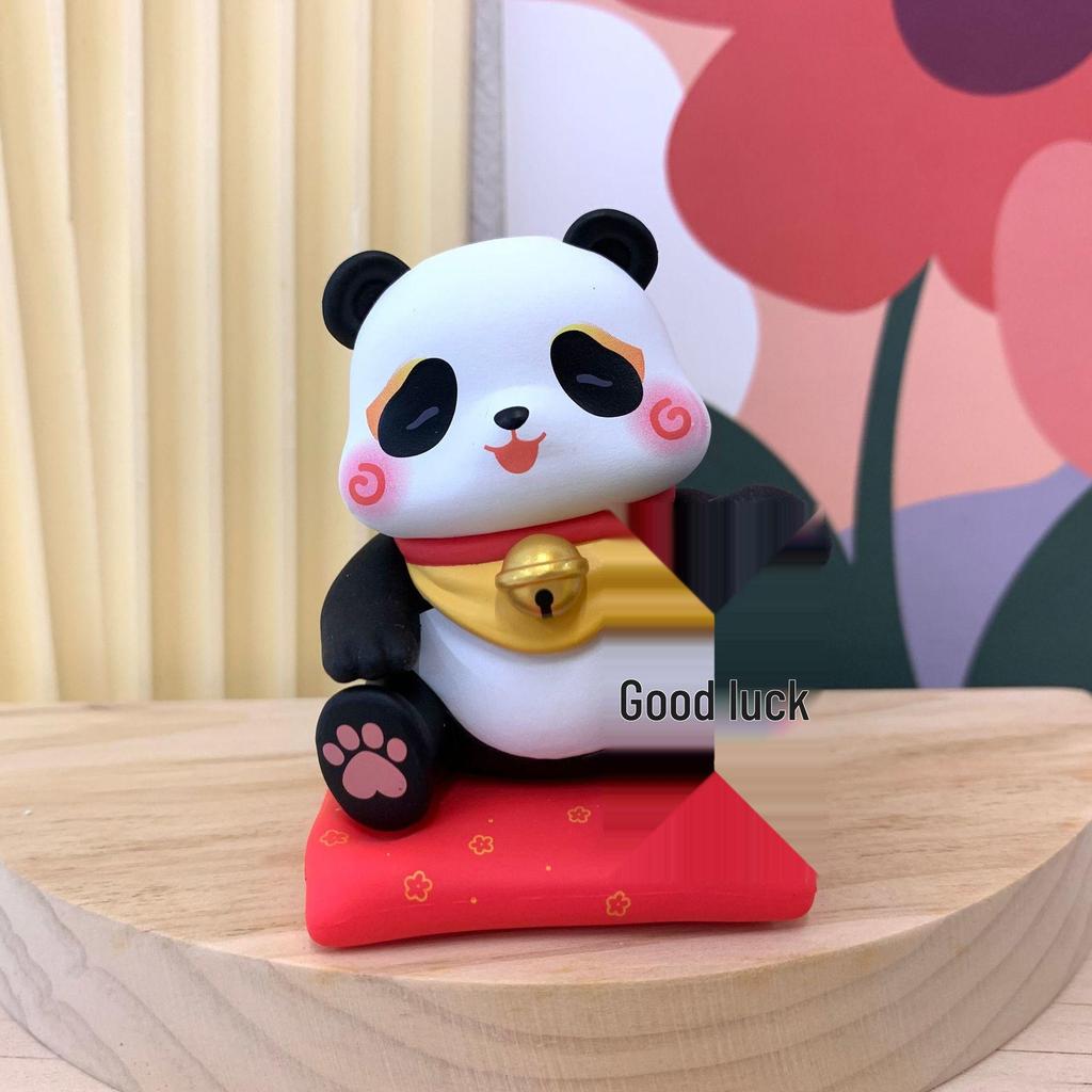 Panda Gun Gun Fortune-Blessing Blind Box Figurine for Desk or Car