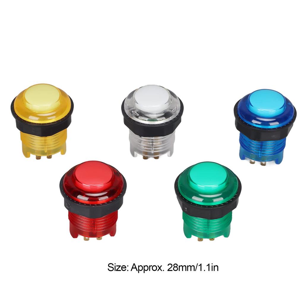 5pcs 28mm Arcade LED Light Push Buttons with Switch for Arcade Machine Game Joysticks (12V)