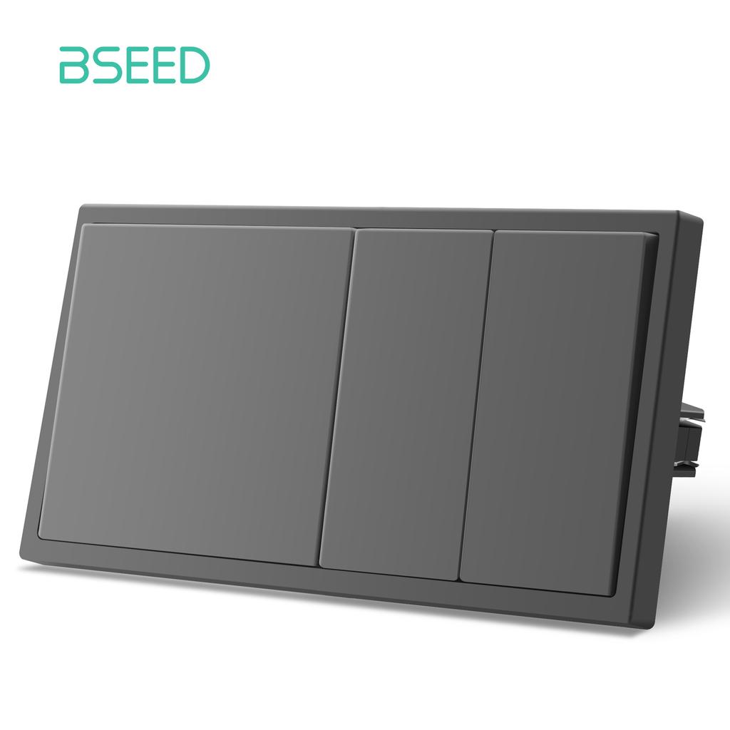 BSEED Mechanical 1/2/Gang Wall Light Switch 1Way With EU Sockets Power USB Power Outlets Plastic Panel No Led Lights Gray Series