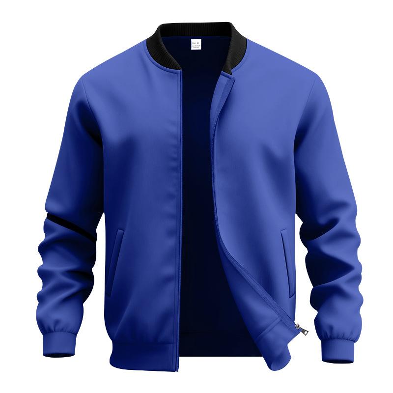 2026 Autumn and Winter New Style Retro Simple Fashion Zipper Solid Color Stand Collar Jacket S синий