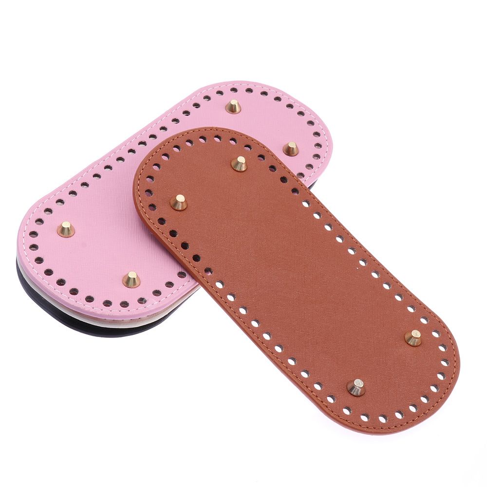 PU Leather Bag Accessories Long Bottom for Knitted Bag Handmade Bottom With 52 Holes DIY Crochet Bag Bottom
