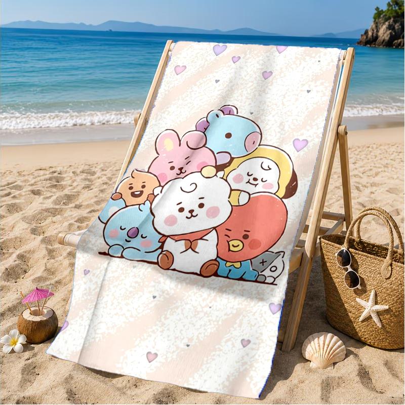 K-pop cartoon Friends Beach Towel, Microfiber Beach Towel, Perfect For Pool, Beach, Travel, Home Decor Beach Party Fan gifts