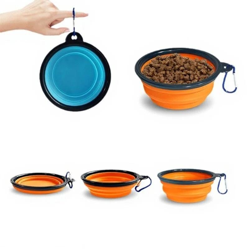 Easy taking portable Pet Food Bowl for Cats And Dog TPE foldable Collapsible Travel Outdoor Water Food plate for Pets