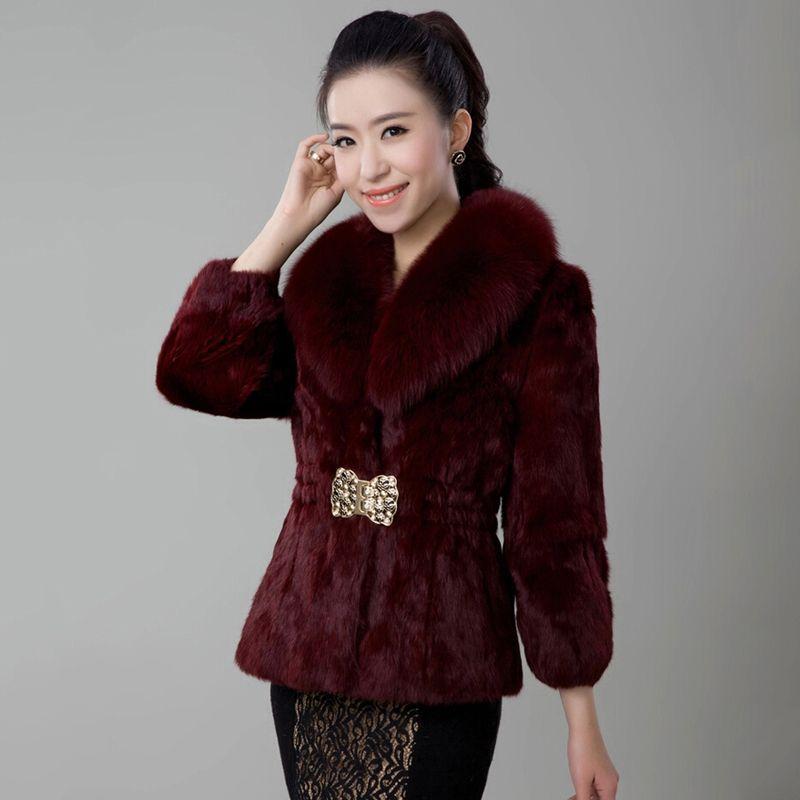 Autumn and Winter New Korean Version Imitation Rabbit Fur Short Fur Coat Women's Waist Middle-aged and Elderly Coat 30-50 Years Old