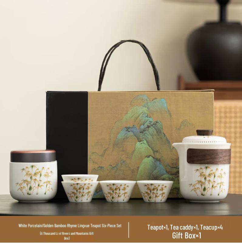 

Golden Bamboo Rhythm Ceramic Tea Set
