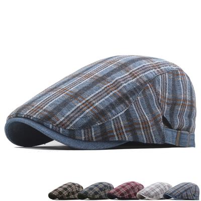 Plaid Beret for Men Women Spring Summer Thin Breathable Flat Caps Sunshade Hat Painters Hats