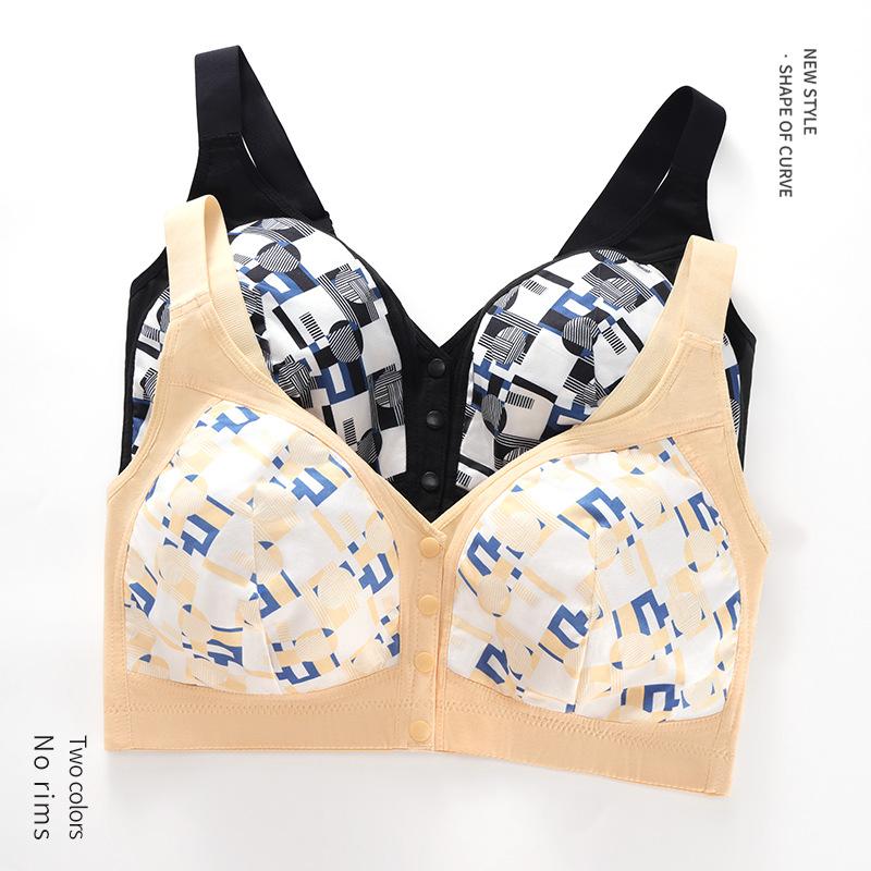 C-F cup super large size bra popular European and American size no steel ring adjustable shoulder strap printed front buckle underwear