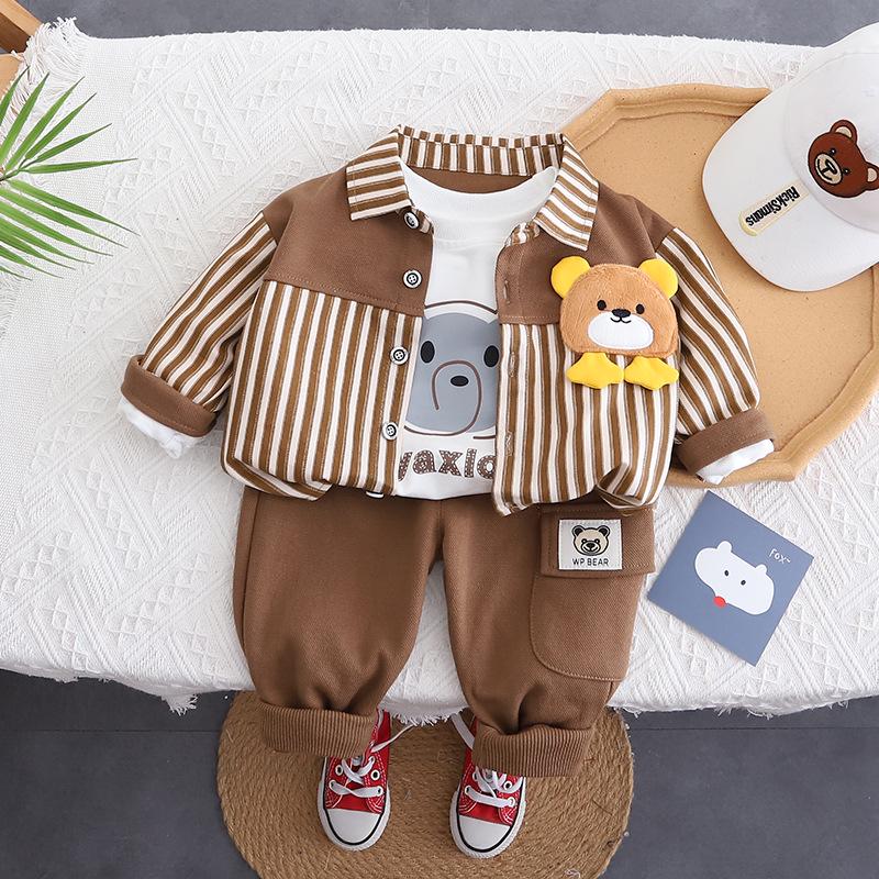 Stylish Autumn Baby Boy Three-Piece Set: Trendy Toddler Outfit for 1-2 Year Olds