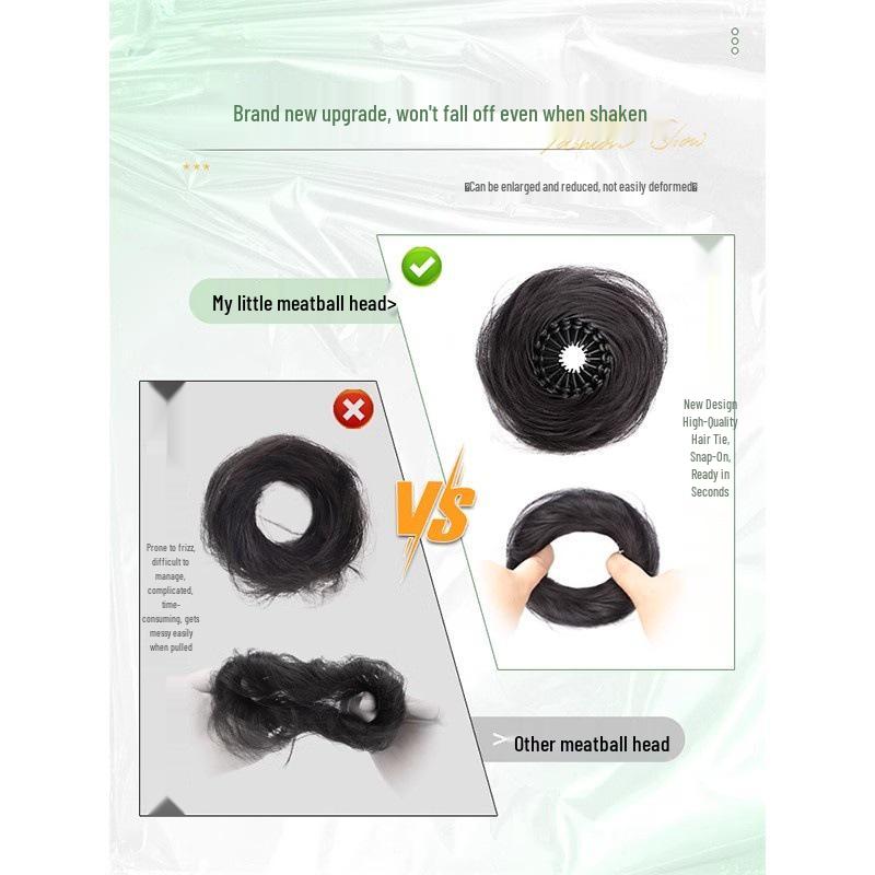 Women's Fluffy Bird's Nest Hair Bun Wig & Hair Tie