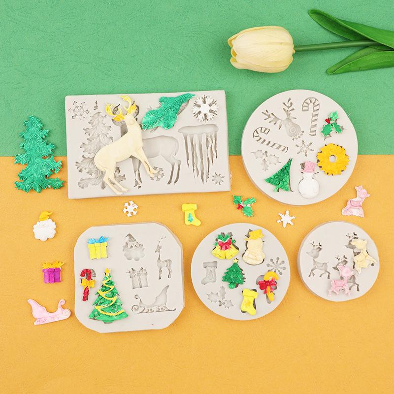 DIY Christmas Reindeer, Icicle, Cedar, and Snowflake Fondant Cake Mold
