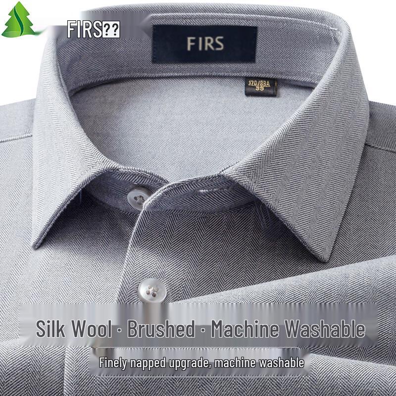 Men's Wool Blend Brushed Long-Sleeve Shirt
