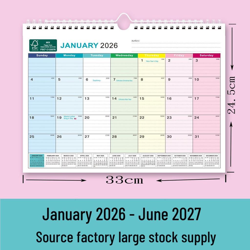 2026 Minimalistisk Engelsk Nedräkning & Väggkalender