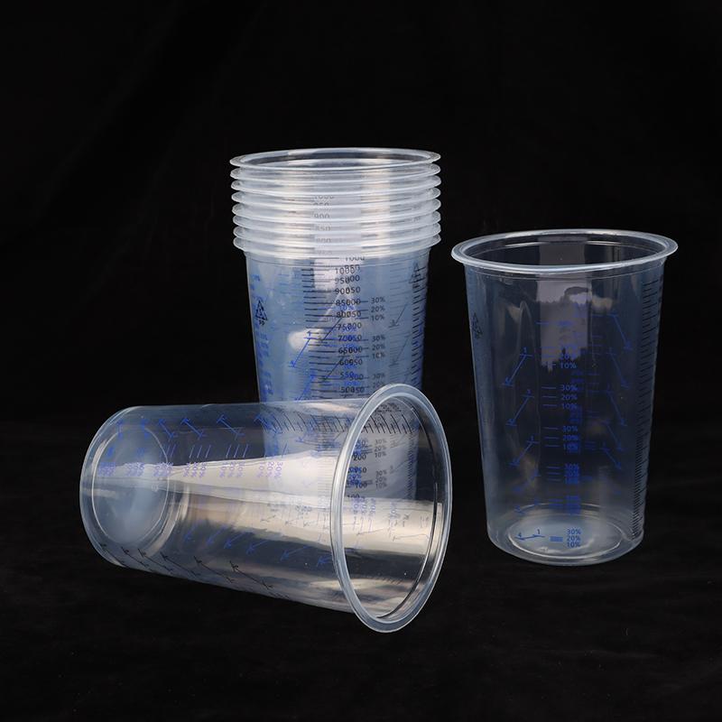 10Pcs Spray Gun Disposable Measuring Cups 1000Ml Clear Graduated Plastic Paint Mixing Cups Diy Accessories