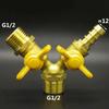 Hose Brab DN15 1/2" BSPP Female To Male Straight Y-type Splitter  Brass Ball Valve Air Fuel Gas with Yellow Butterfly Handle