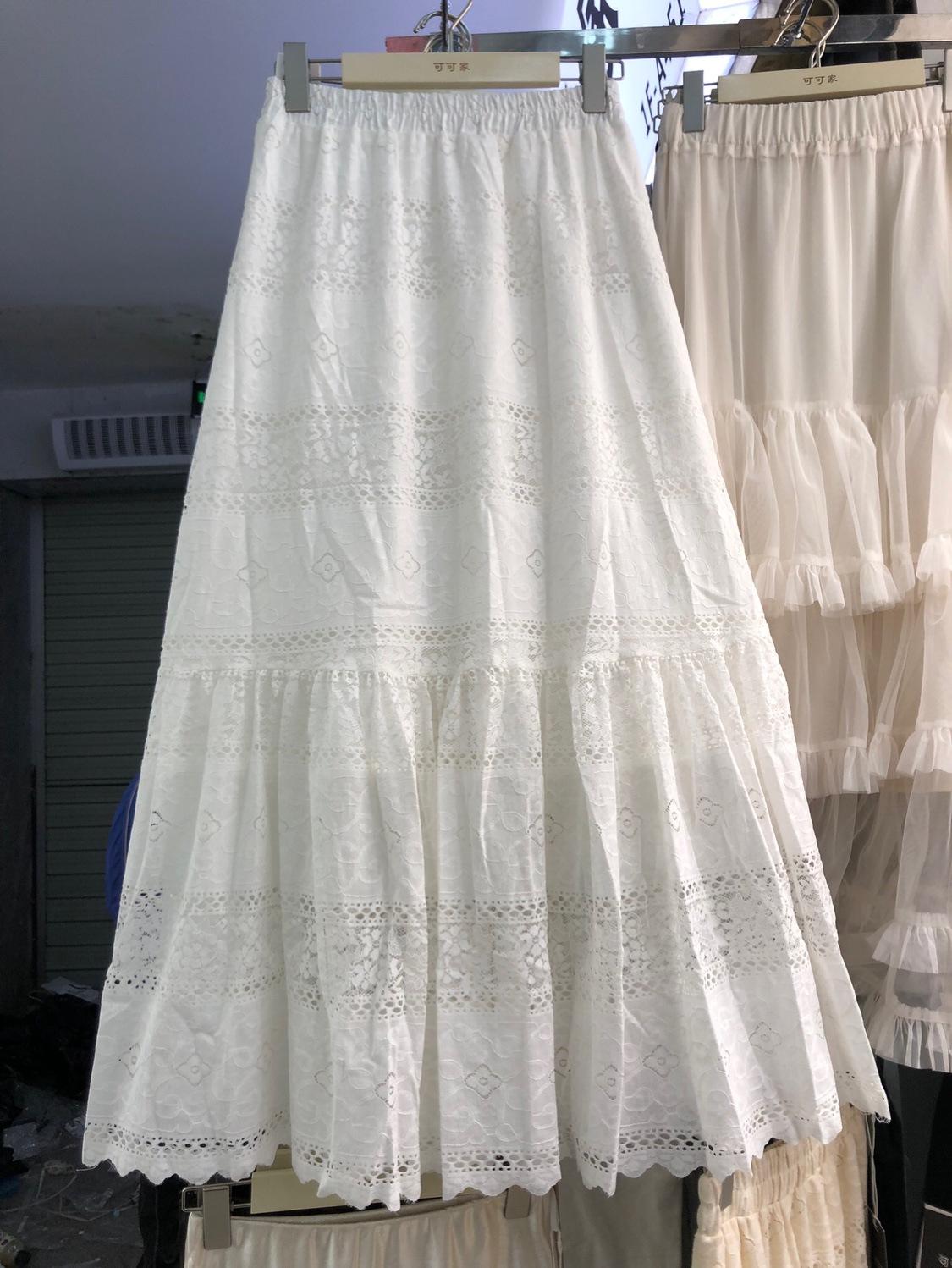 

Юбка с крючком и цветочным узором, женская, весна-лето 2025, средняя и длинная, кружевная юбка, эластичная талия one size fits all