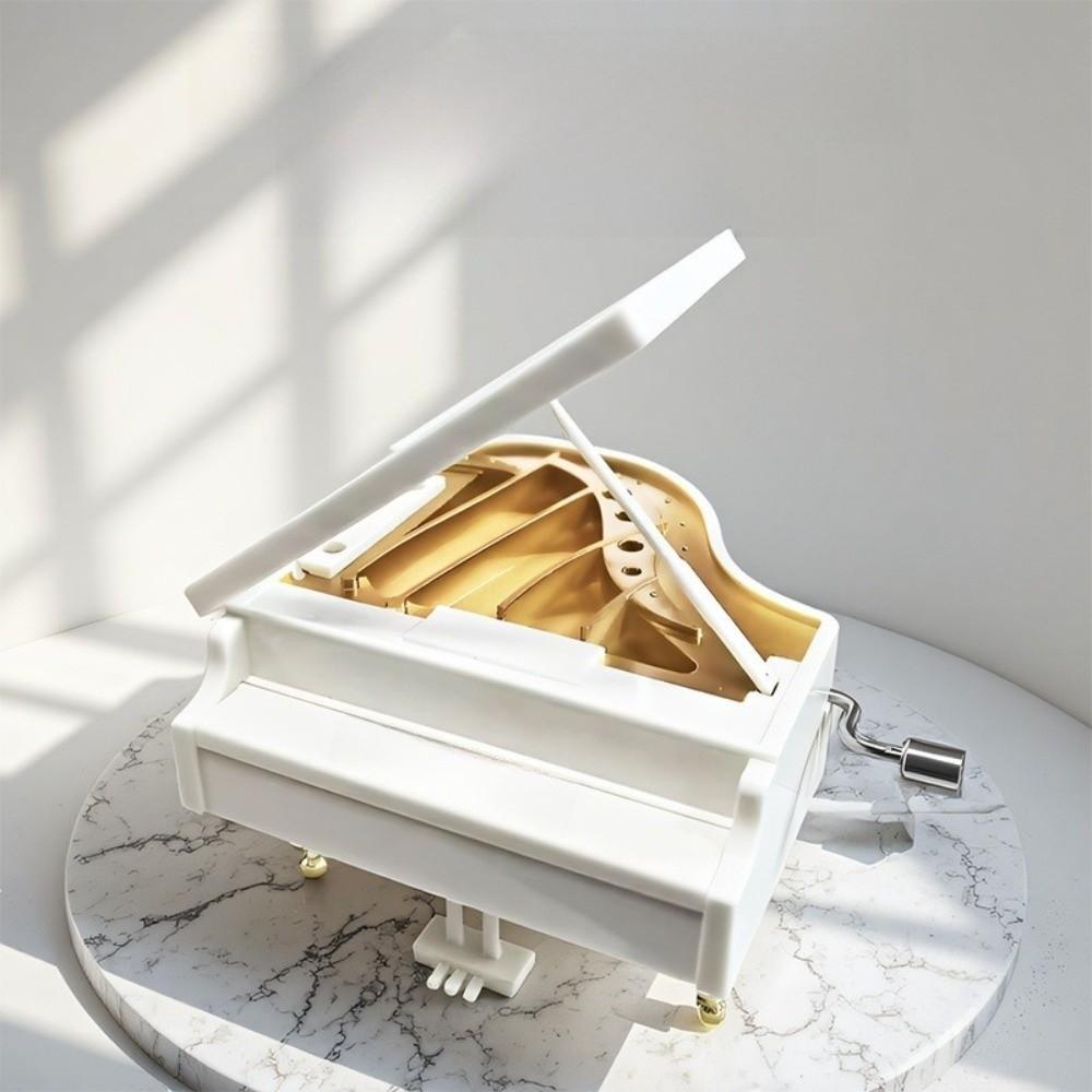 3.74in Grand Piano Music Box Hand-Cranked Mechanism Mini Piano Music Box Home Decor