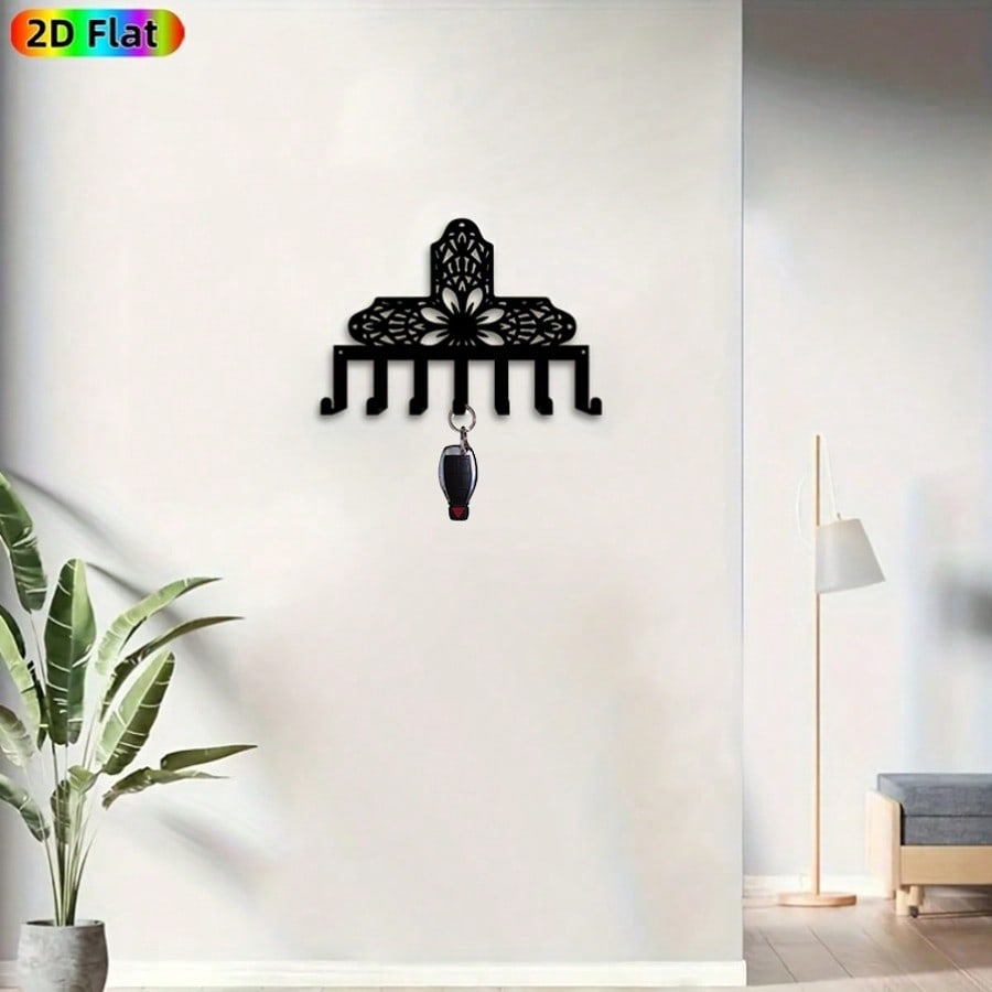 Heavy Iron Cross Key Holder 7 Hook Wall Mounted Storage