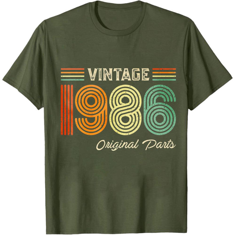 Vintage 1986 Original Parts Summer Men TShirt Retro Style Casual Wear For Birthday Gift Anniversary Celebration Party Outfits