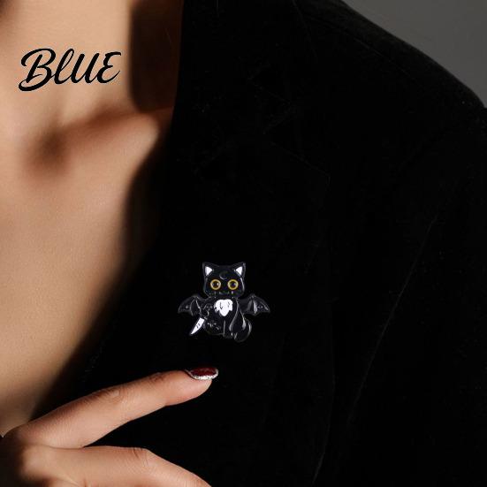 Versatile Enamel Brooch Craft Halloween Cartoon Black Cat Skeleton Shape
