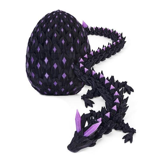 3D Printed Dragon Egg Figurine Movable Joints Luminous Loong Figure Fidget Toy Dragon Egg with Articulated Dragon Inside Decoration Ornament