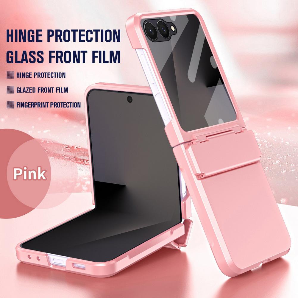 Flat Hinge with Front Glass Full Protective Cover For Samsung Z Flip 8 Flip7 FE Galaxy Z Flip 7 6 5 Slim Anti-slip Back Cover