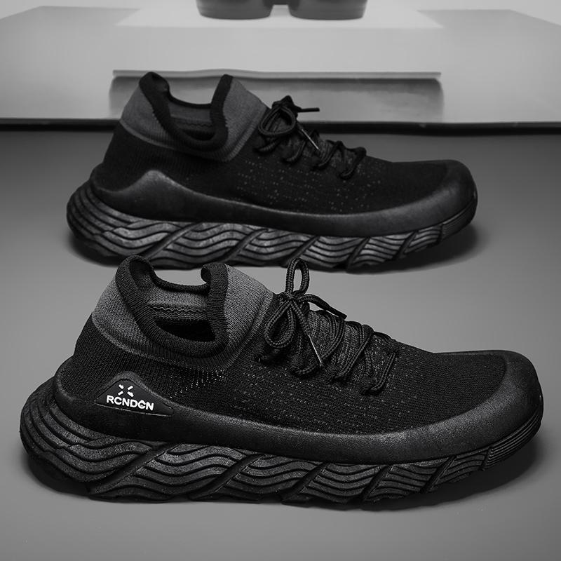 Men's Shoe Fly Woven Lightweight Comfortable Men's Safety Shoes Casual Breathable Sneakers Fashionable Lace Up Running Shoes