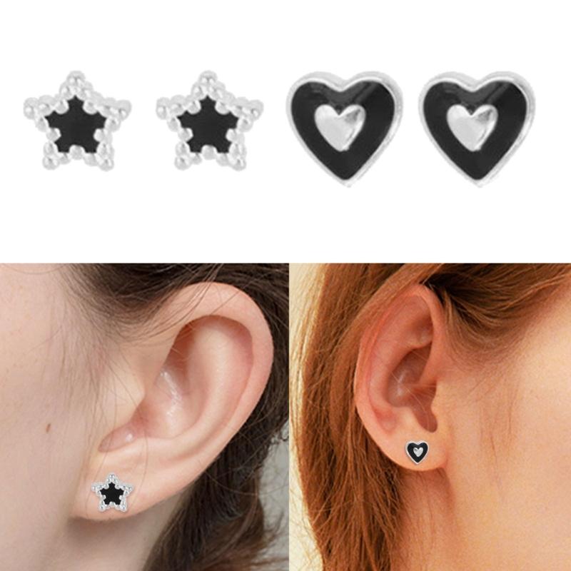 Fashion Heart/Star Studs Earrings Fashion Ears Pin Ear Studs Statement Earring Creative Ears Jewelry for Woman Girl