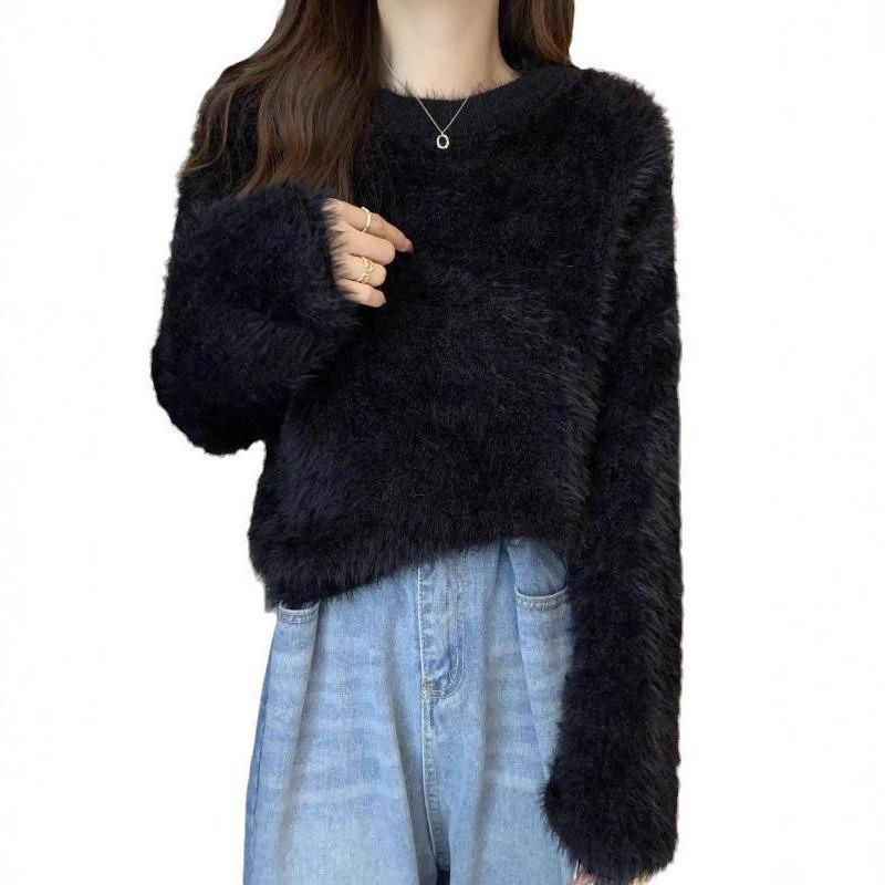 Korean Sweet Imitation Mink Fur Coat for Women Short Style Gentle Autumn and Winter Temperament Sweater Top