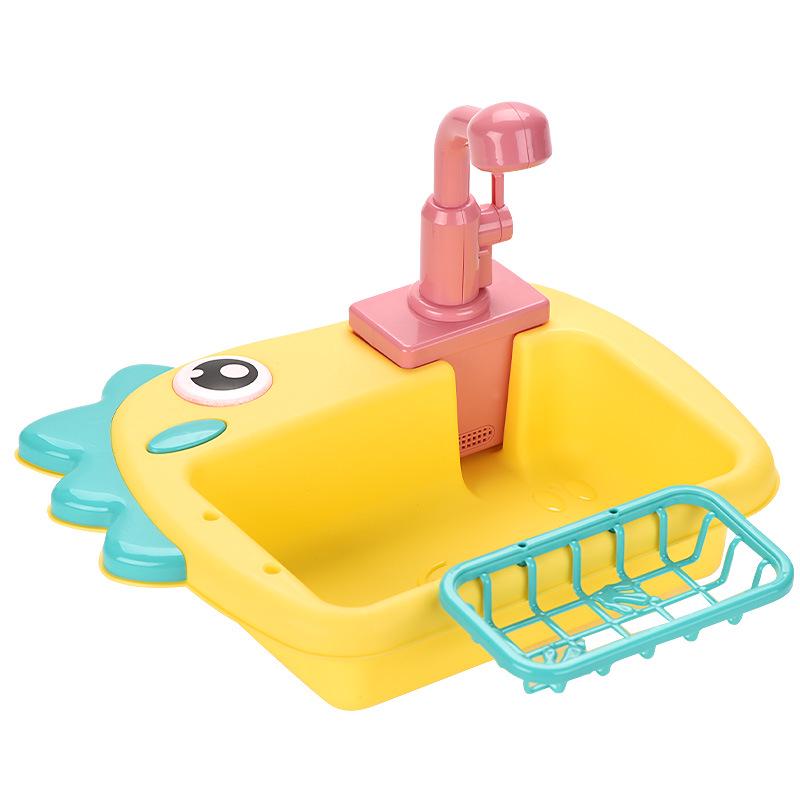 Children's Pretend Play Electric Sink with Circulating Water and Vegetable Washing Features