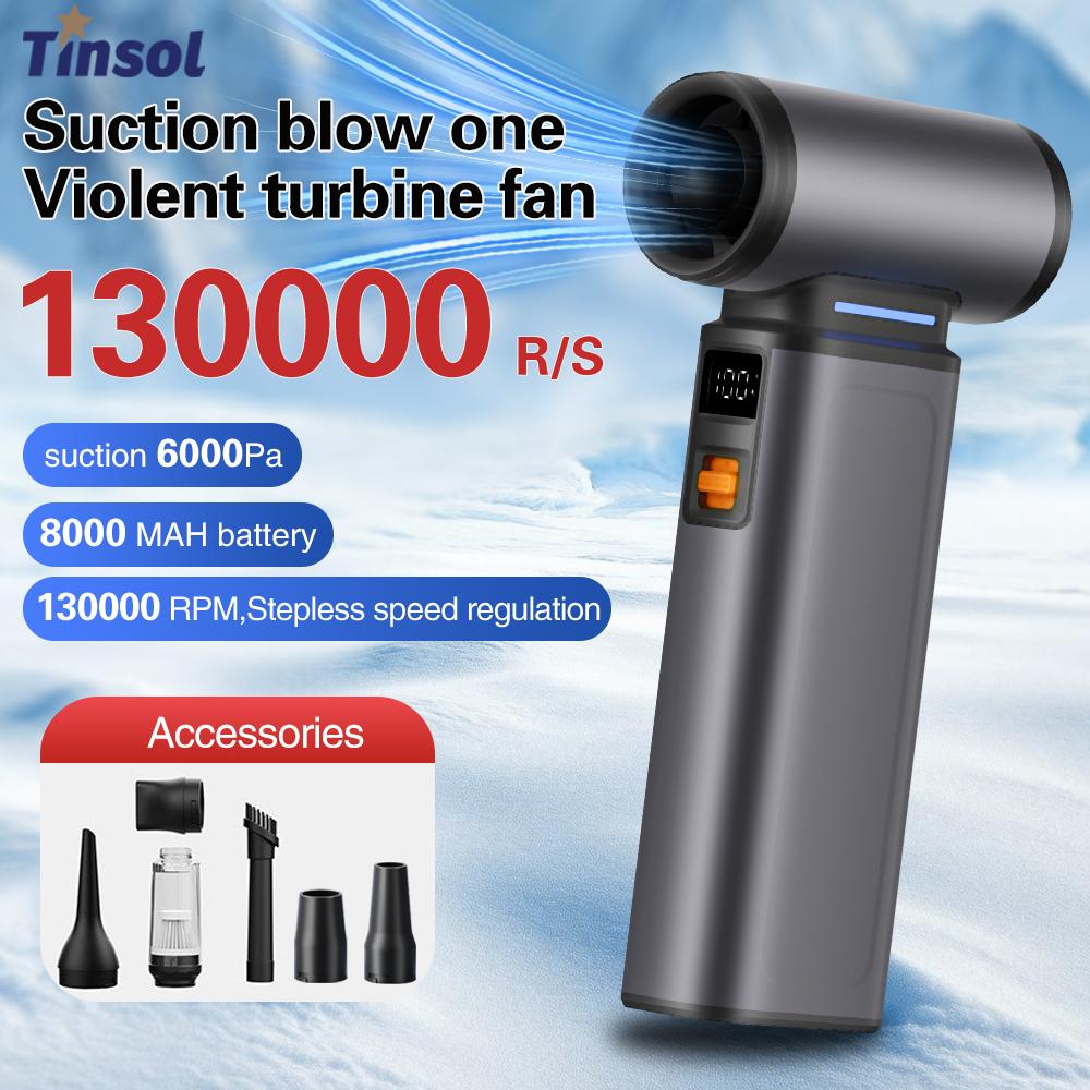 Neuer leistungsstarker Turbofan 130.000 U/min Bürstenloser Jet-Staubsauger Gebläse für Computer-/Tastatur-/Auto-Reinigung 8000mAH Luftstaubsauger