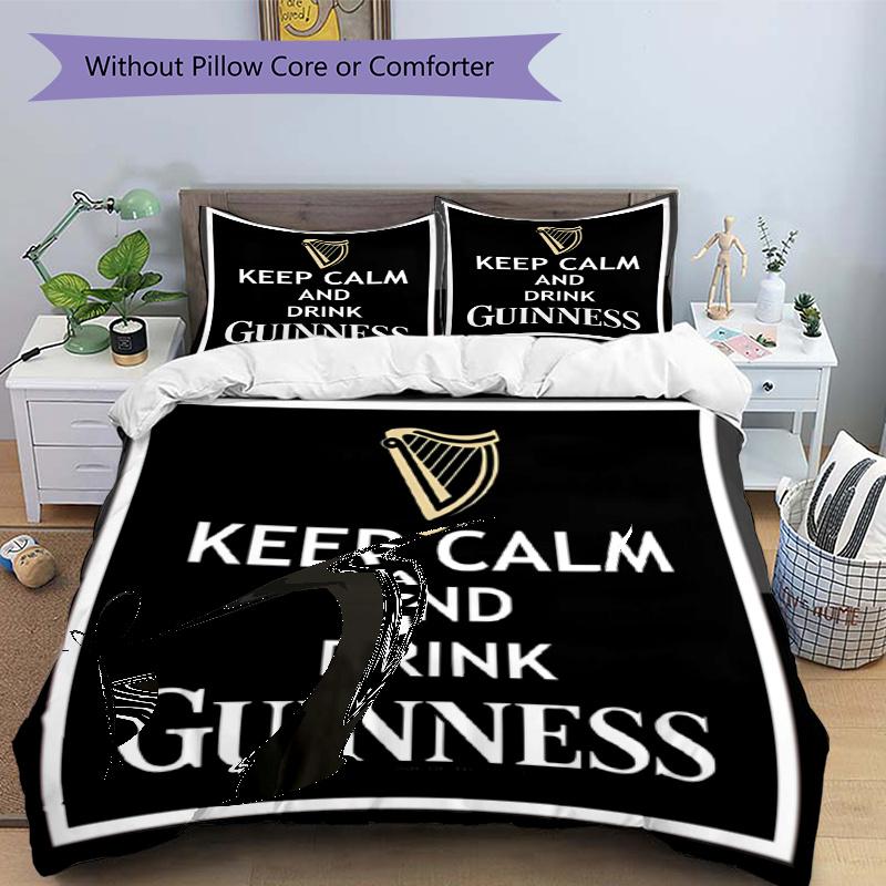 3pcs Duvet Cover Set (1*Duvet Cover + 2*Pillowcase, Without Core), Guinness Draught Print Bedding Set, Bedroom Decor, All‑Season, Gift