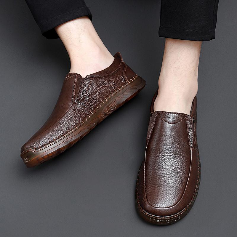 Fashion Solid-Colored Men's Casual Loafers Comfortable Soft-Soled Anti-Slip Driving Shoe High - Quality Lightweight Flat Walking Shoes