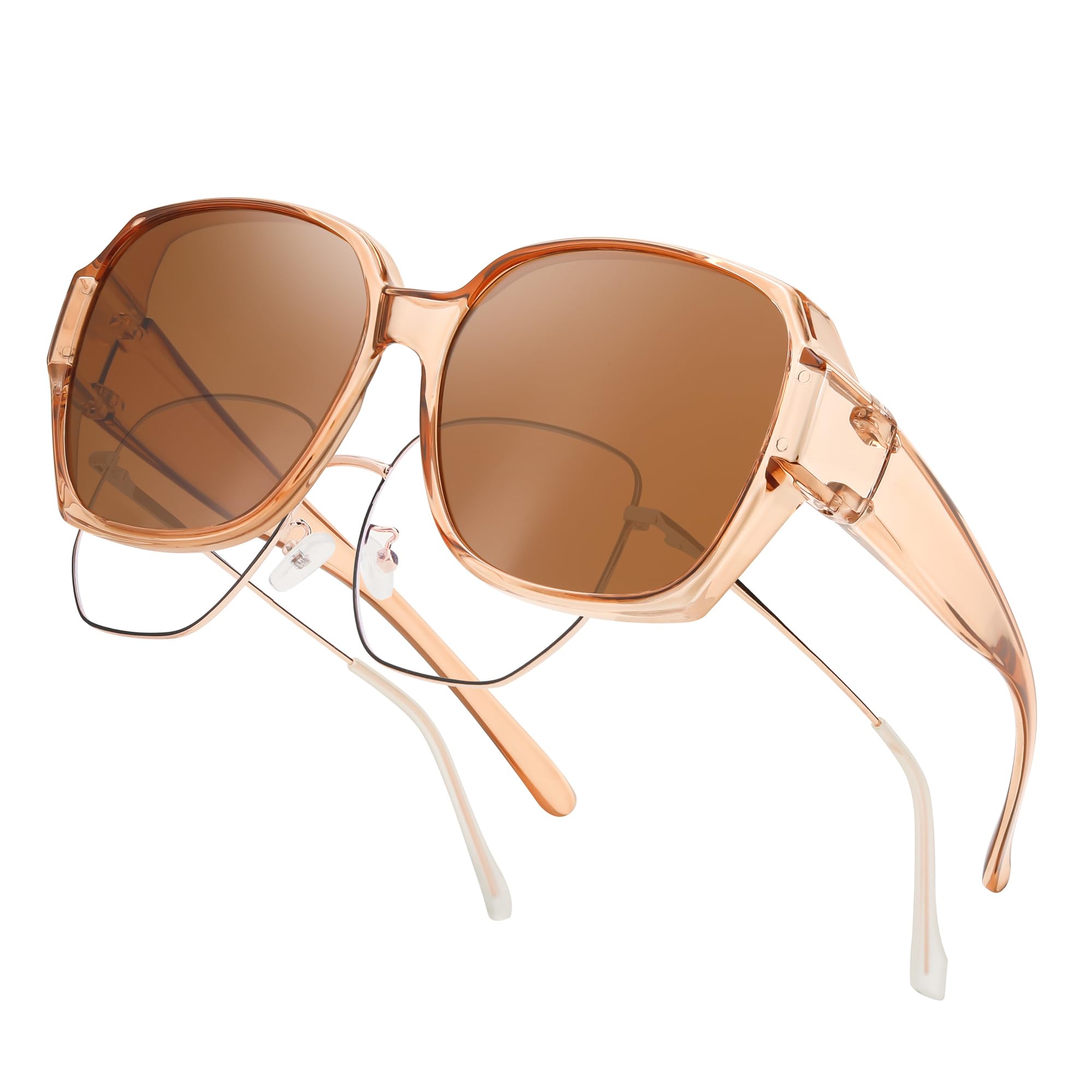 Fit Over Glasses Sunglasses for Women Sunglasses Over Prescription Glasses Oversized UV Protection T01