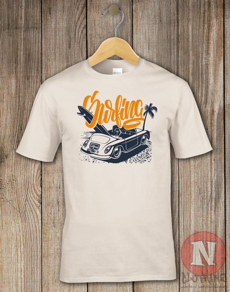 Clásico Surf Camiseta Grande Ola Surf Playa Vacaciones California Hawaii