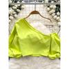 Chic Sneaky Design One-Shoulder Cold-Shoulder French Tops Shirt