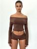 Women's Solid Color One-Shoulder Lapel Casual Suit: Long Sleeve Top + Shorts