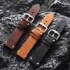 Handmade Genuine Leather Watchband Retro Brown Black 18/19/20/21/22mmSoft Men Women Vintage Bracelet First Layer Cowhide Bracele