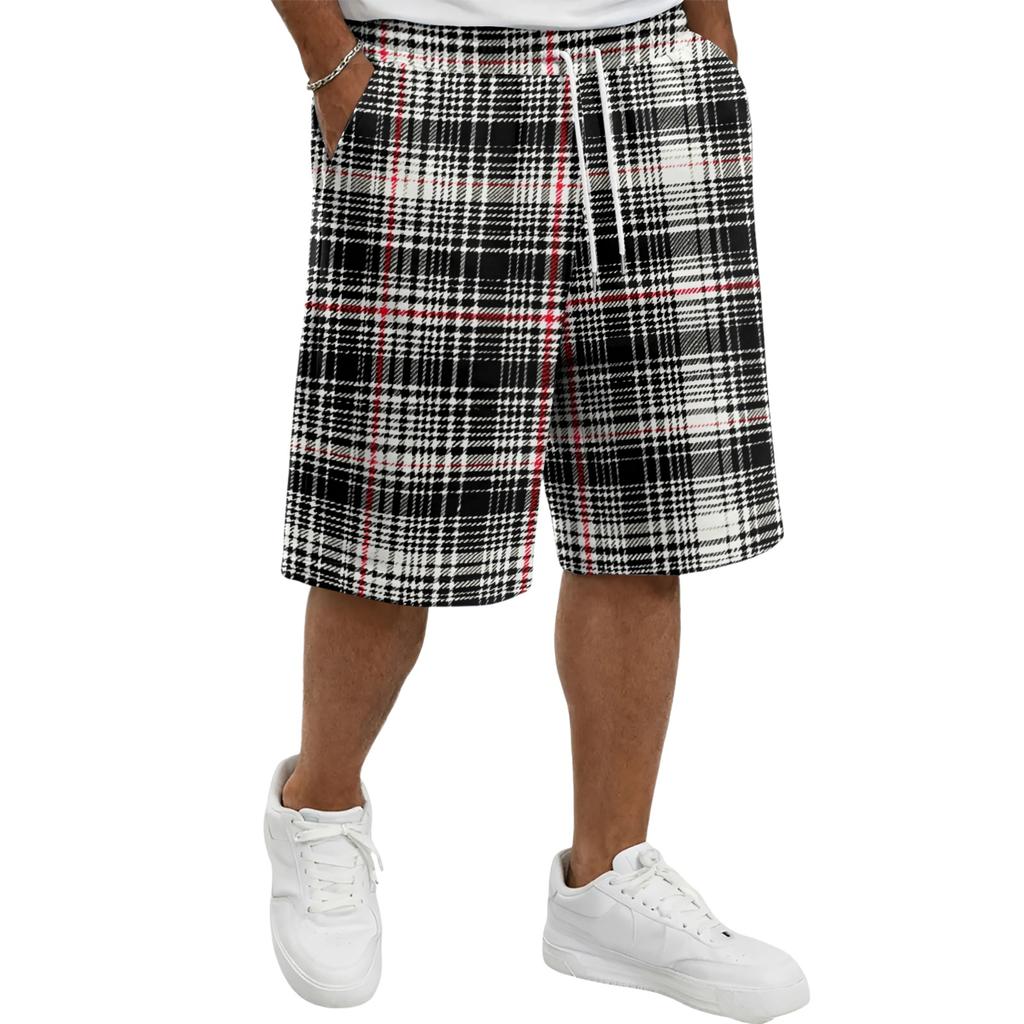 Men's Casual Plaid Drawstring Shorts Comfortable Fit Lightweight Breathable Fabric Relaxed Style Suitable for Everyday Wear