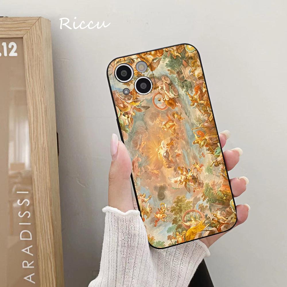 POUR IPhone 14 Peinture Vintage Paradis Ange Peint Coque Souple pour Iphone 14 11 12Pro 8 7 Plus X 13Pro MAX SE2020 XR XS Coques