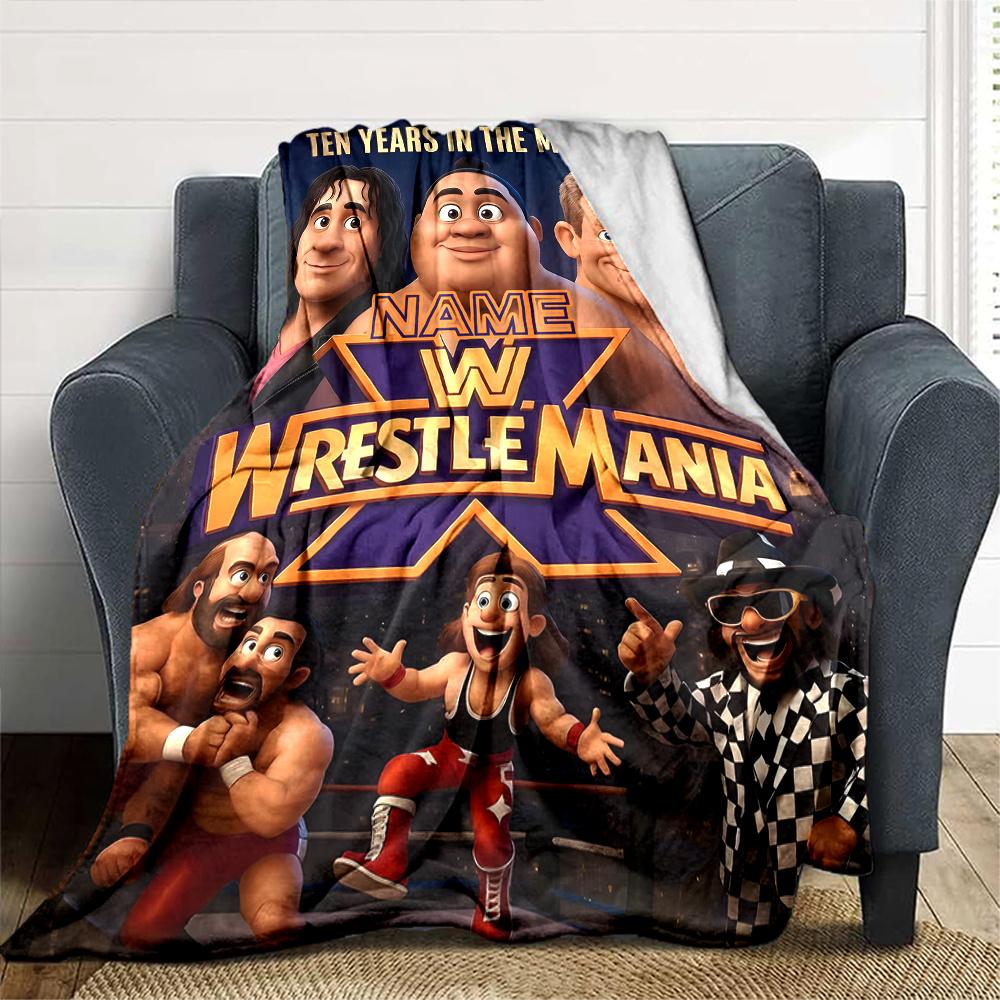 Wrestlemania X A Decade Of Epic Showdowns Customize Your Name Cartoon Movie Pattern Blanket Chair Office Sofa Bed Camping Soft And Warm Give To