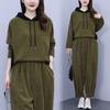 Plus Size Casual Hooded Fashion Suit Autumn Corduroy Large Size Fat Mother Slim Casual Two-piece Suit