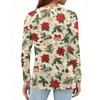 Women's Fashion Casual Slit Hem Round Neck Long Sleeve Loose Christmas Printed T-Shirt Ladies Top
