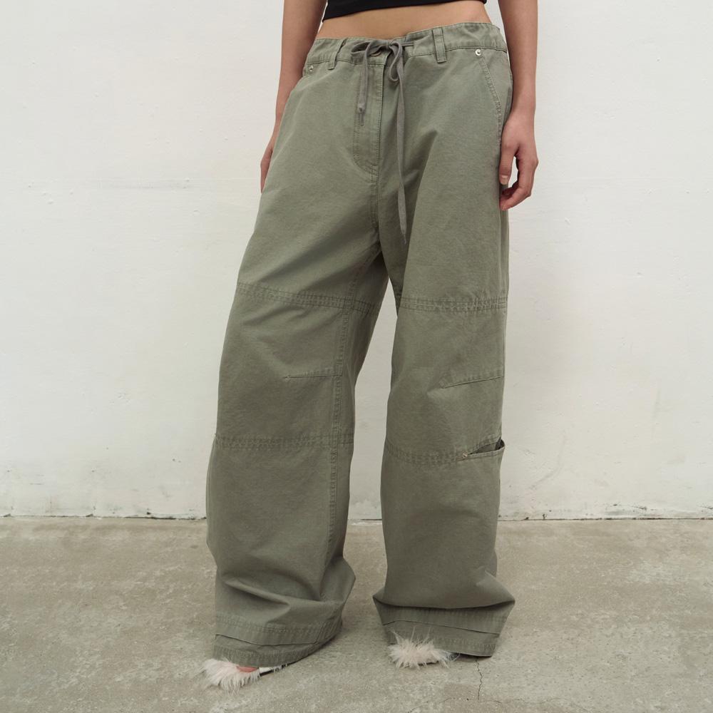 LCDC™ Washed String Wide-Leg Trousers (Khaki)