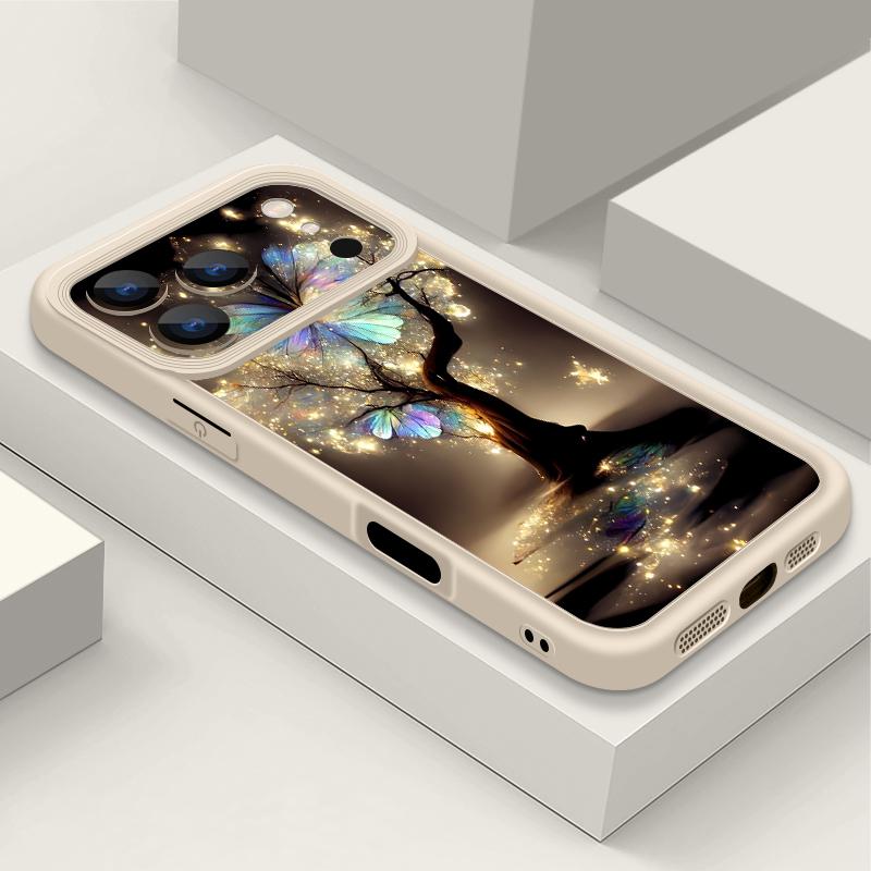 Shining Fantasy Tree Butterfly Case For iPhone 17 Pro Max Shockproof Silicone Bumper Cover For iPhone 16 Pro Max Funda iPhone 15 14 13 12 11 16E