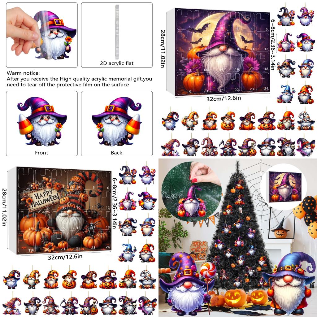 Halloween Dwarf Acrylic Hanging Decor Set With 24 Pieces For Party Celebration And Festive Atmosphere