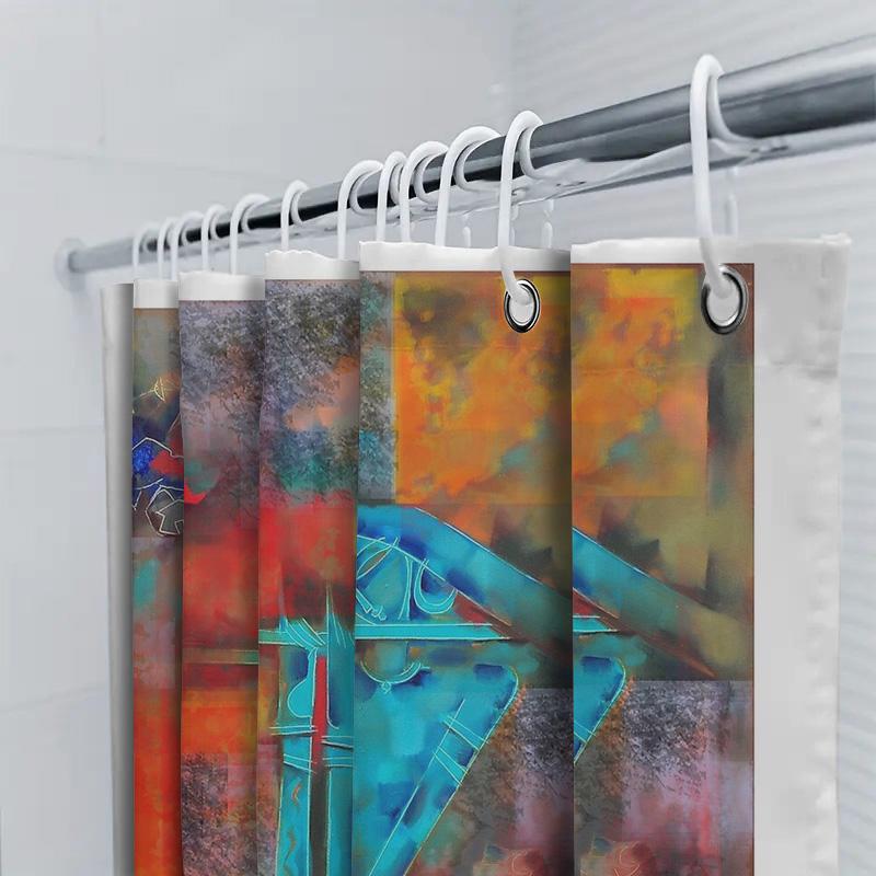 Shower Curtain Waterproof Abstract Ocean Wave Art Bathroom Decor Set Modern Coastal Home Textile Beach Theme Backdrop