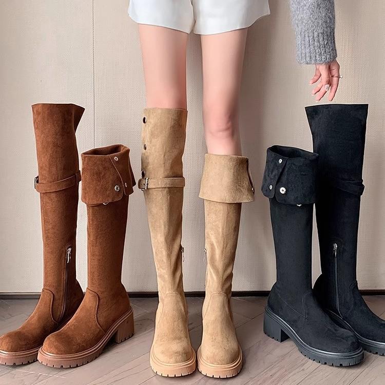 Two Wear Boots Women's Retro Thick Heel Western Boots 2025 Autumn and Winter New High Knight Boots Over the Knee Boots Long Boots