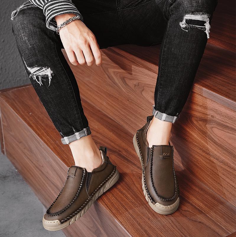 Fashion 2025 Trend Mens Casual Shoes Handmade Leather Comfy Loafers Moccasins Luxury Designers Lightweight Breathable Men Outdoor Shoes