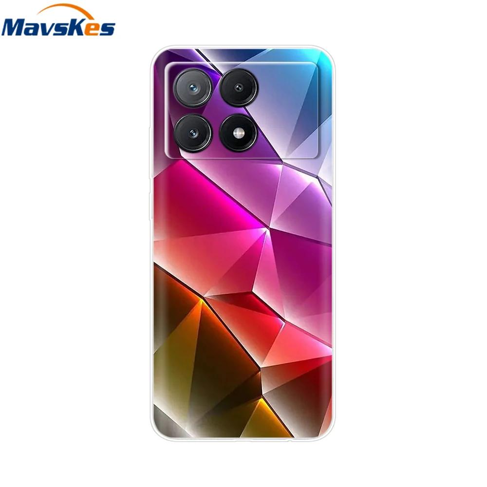 For Xiaomi Poco X6 Pro Case TPU Soft Painted Phone Cases For Xiomi Poco X6 PocoX6 Pro 5G Silicone Cover Flower Fundas Protective